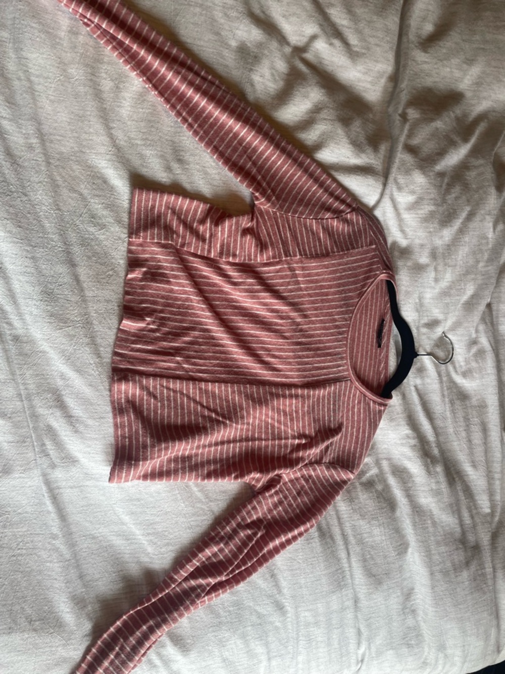 Topshop Dusty Rose Striped Long Sleeve Top